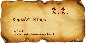 Kopkó Kinga névjegykártya